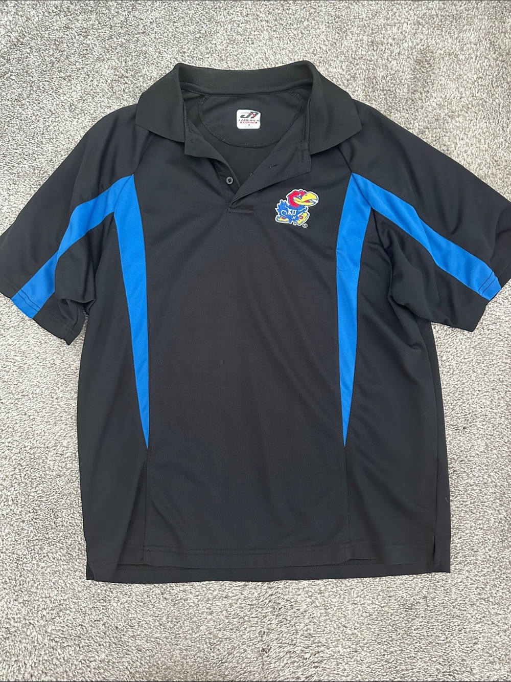 Black & Royal Blue Polo with Kansas Jayhawks Logo